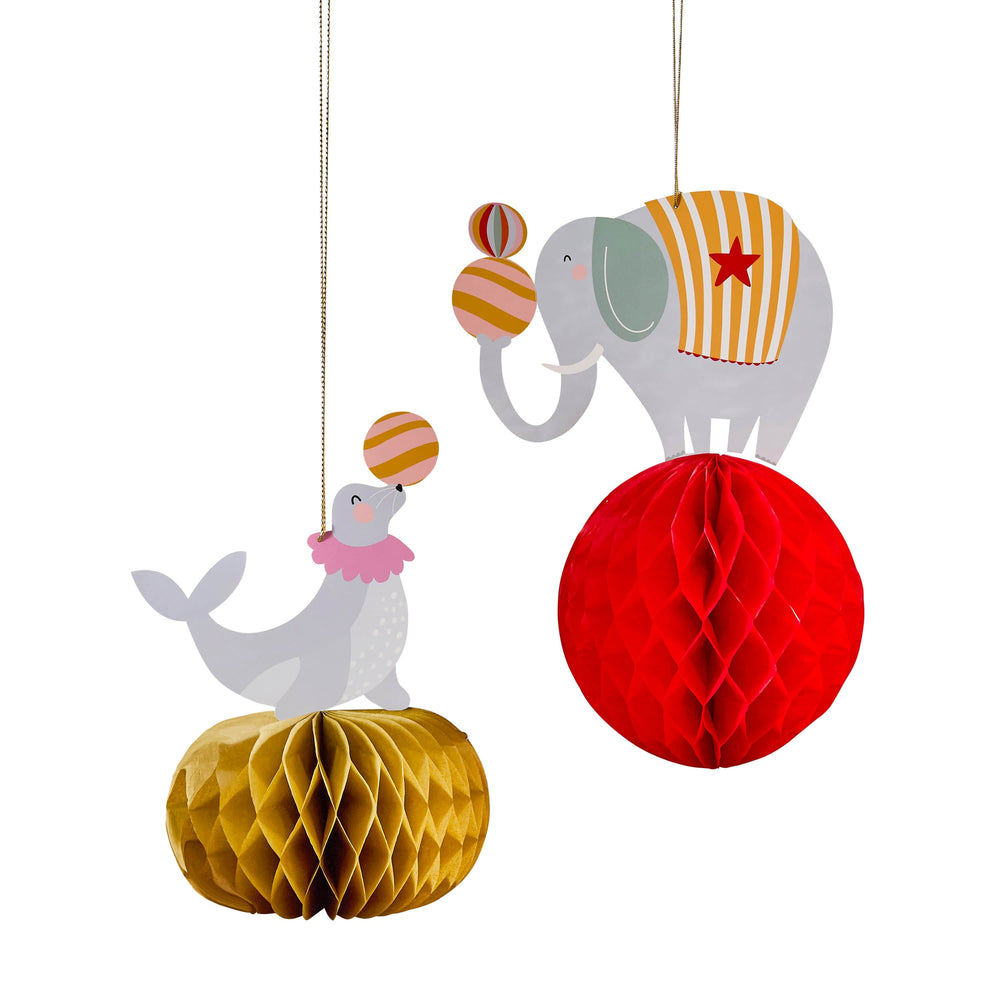Circus Party Honeycombs Decorations x 2  Hanging Decoration Circus Party Honeycombs Decorations x 2