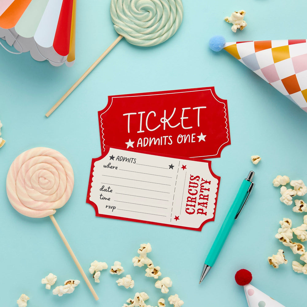 Circus Party Invitations x 8 - Circus Party Supplies Invitations Circus Party Invitations x 8