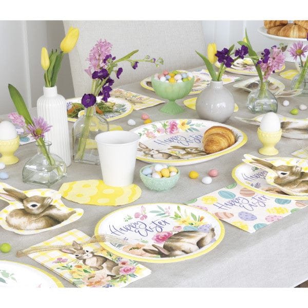 Classic Easter Bunny Shaped Party Plates x 8 - Easter Party Supplies UK Disposable Plates Classic Easter Bunny Shaped Party Plates x 8