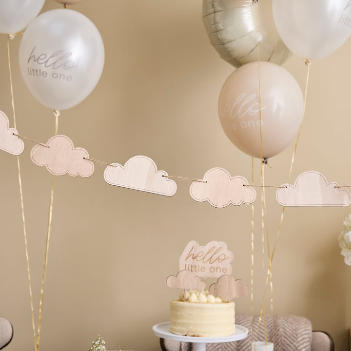 Cloud Wooden Garland | Baby Shower Supplies UK Party Decorations Cloud Wooden Baby Shower Garland