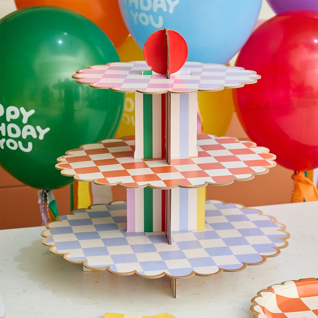 Colourful 3 Tier Cake Stand - Rainbow Party Decorations cake stand Colourful Party 3 Tier Cake Stand