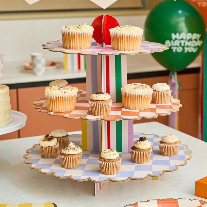 Colourful 3 Tier Cake Stand - Rainbow Party Decorations cake stand Colourful Party 3 Tier Cake Stand