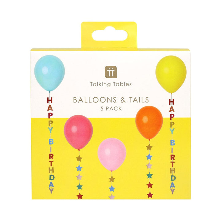 Colourful Birthday Balloons with Star and Happy Birthday Tails x 5 Balloons Colourful Balloons with Star and Happy Birthday Tails x 5