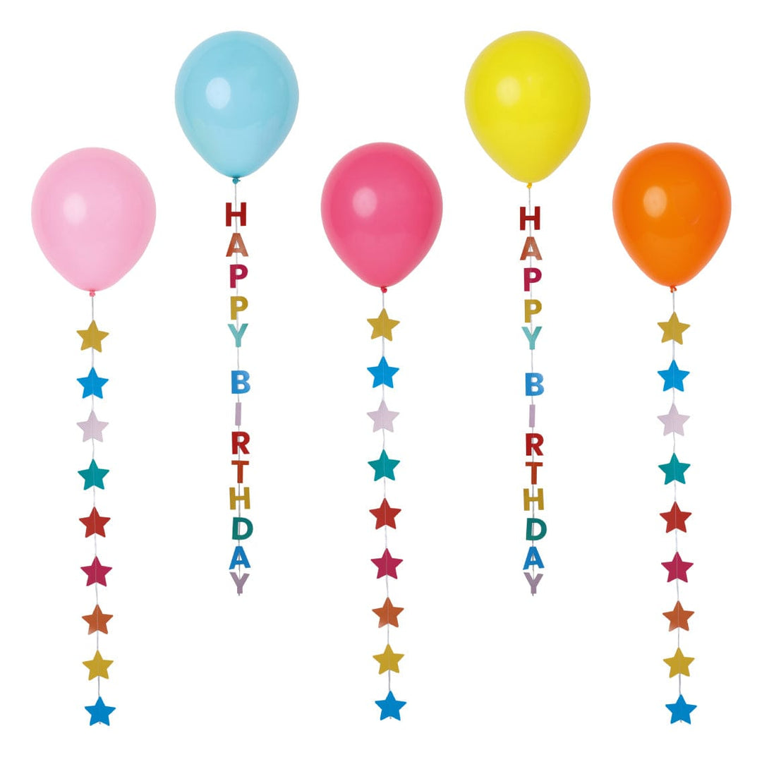 Colourful Birthday Balloons with Star and Happy Birthday Tails x 5 Balloons Colourful Balloons with Star and Happy Birthday Tails x 5