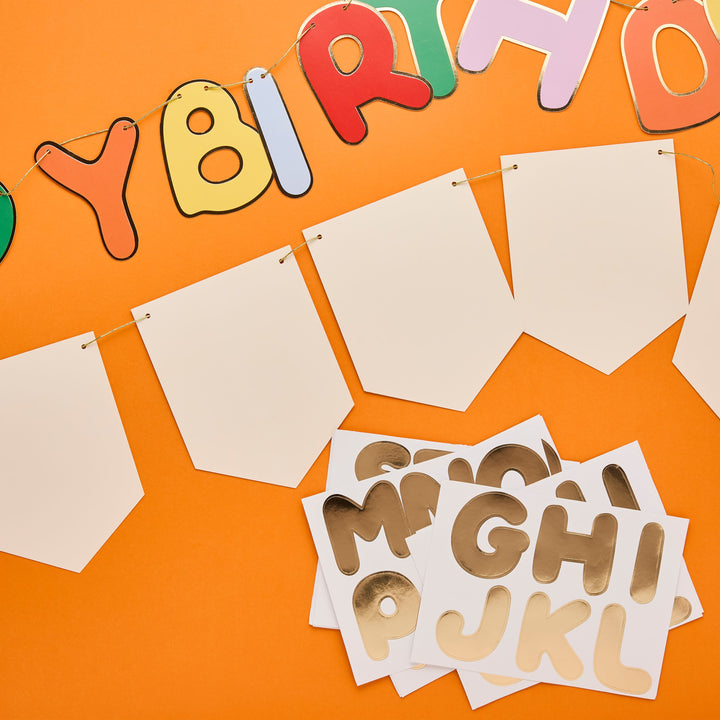 Colourful Birthday Banner with Name Bunting - Party Decorations Bunting Colourful Birthday Banner with Name Bunting Set