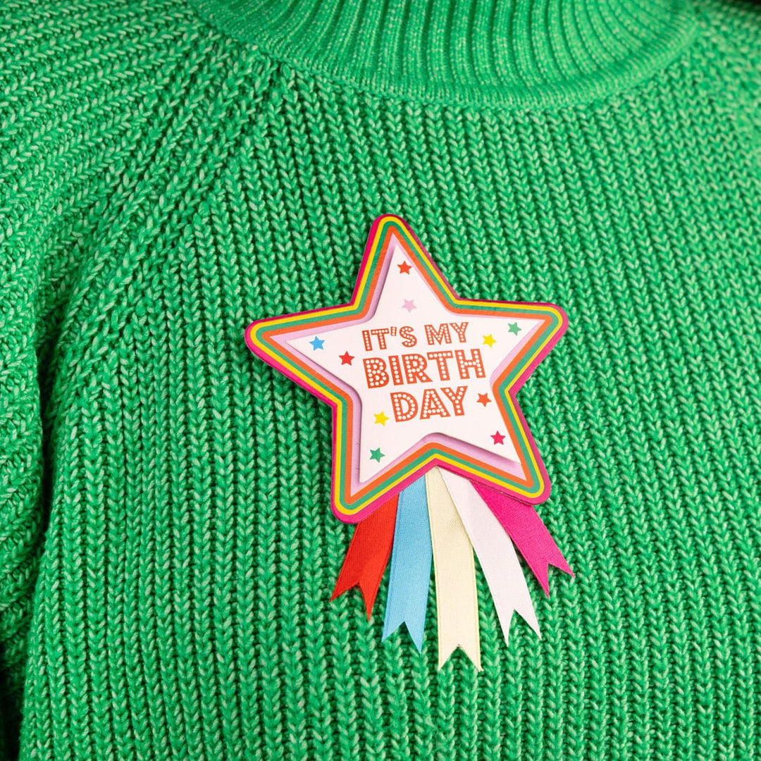 Colourful Birthday Star Rosette Badge pin badge Colourful Birthday Star Rosette Badge