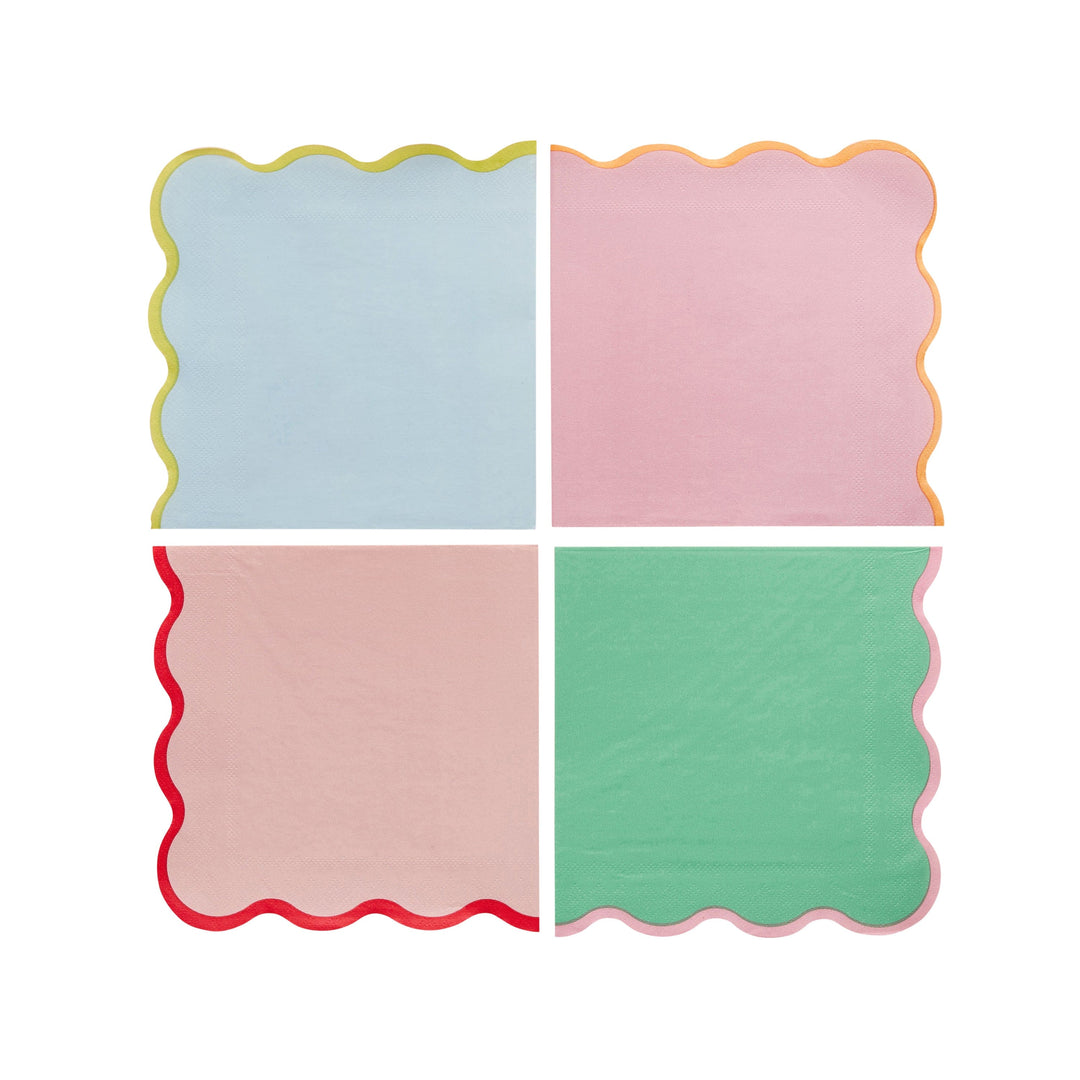 Colourful Edge Scallop Party Napkins x 16 Paper Napkins Colourful Edge Scallop Party Napkins x 16
