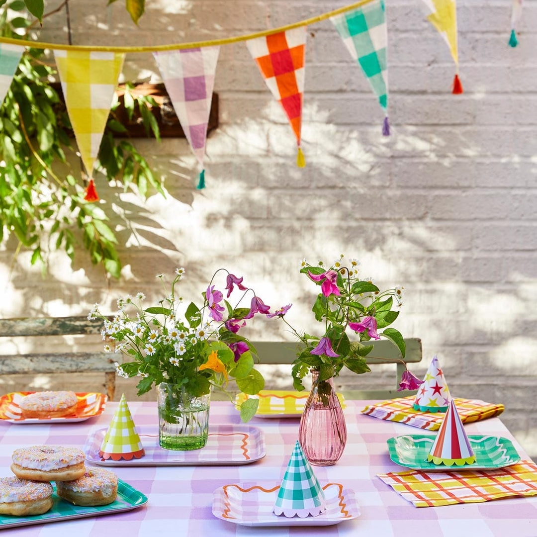 Colourful Gingham Square Paper Plates - Pack of 12 Disposable Plates Colourful Gingham Square Paper Plates - Pack of 12