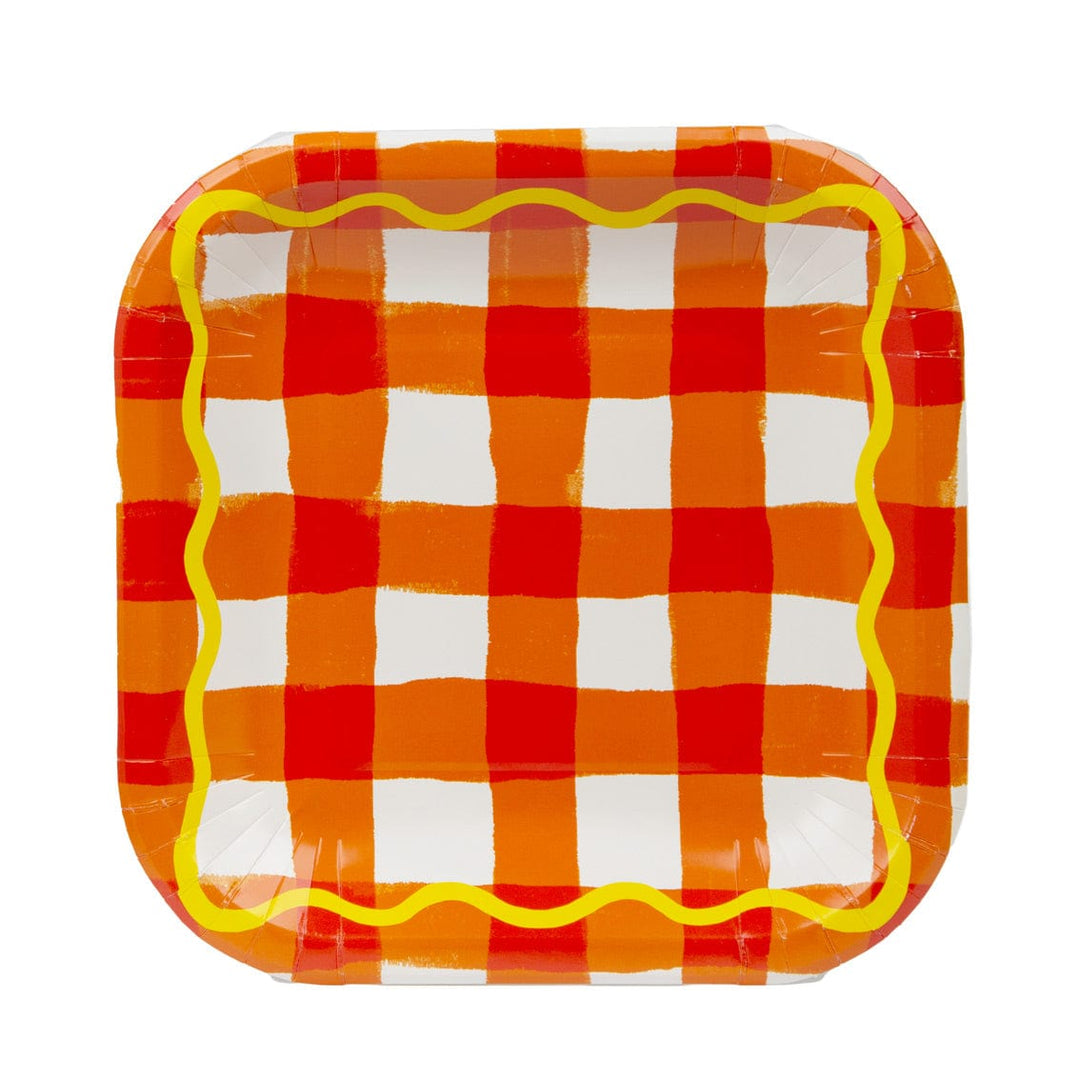 Colourful Gingham Square Paper Plates - Pack of 12 Disposable Plates Colourful Gingham Square Paper Plates - Pack of 12