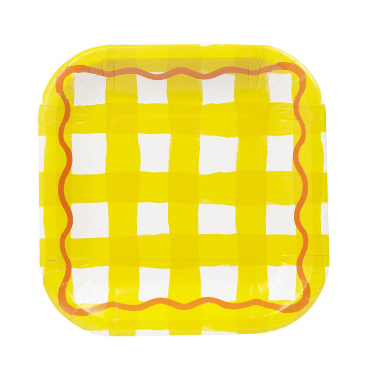Colourful Gingham Square Paper Plates - Pack of 12 Disposable Plates Colourful Gingham Square Paper Plates - Pack of 12