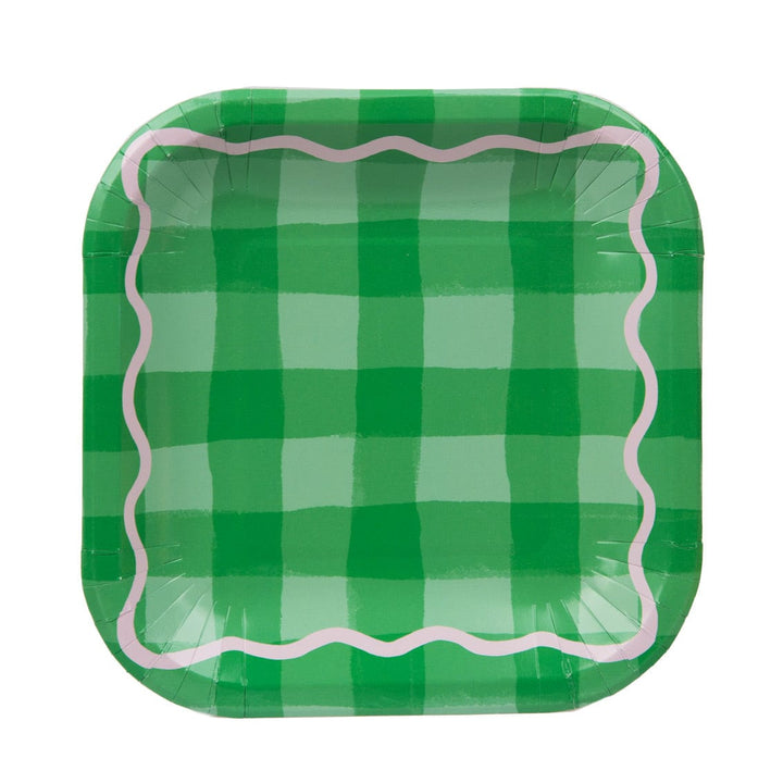 Colourful Gingham Square Paper Plates - Pack of 12 Disposable Plates Colourful Gingham Square Paper Plates - Pack of 12