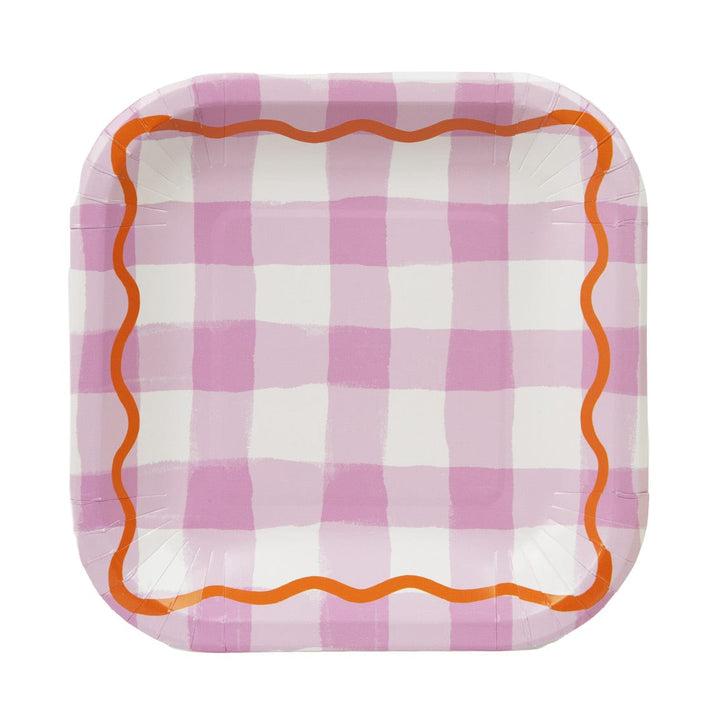 Colourful Gingham Square Paper Plates - Pack of 12 Disposable Plates Colourful Gingham Square Paper Plates - Pack of 12