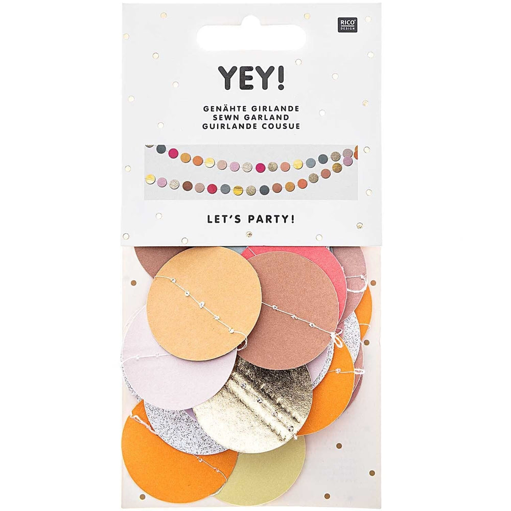 Colourful Glitter Circles Sewn Garland - 2 Metres Bunting Colourful Glitter Circles Sewn Garland - 2 Metres