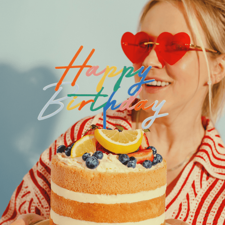 Colourful Happy Birthday Cake Topper - Colourful Party Supplies Cake Topper Colourful Happy Birthday Cake Topper