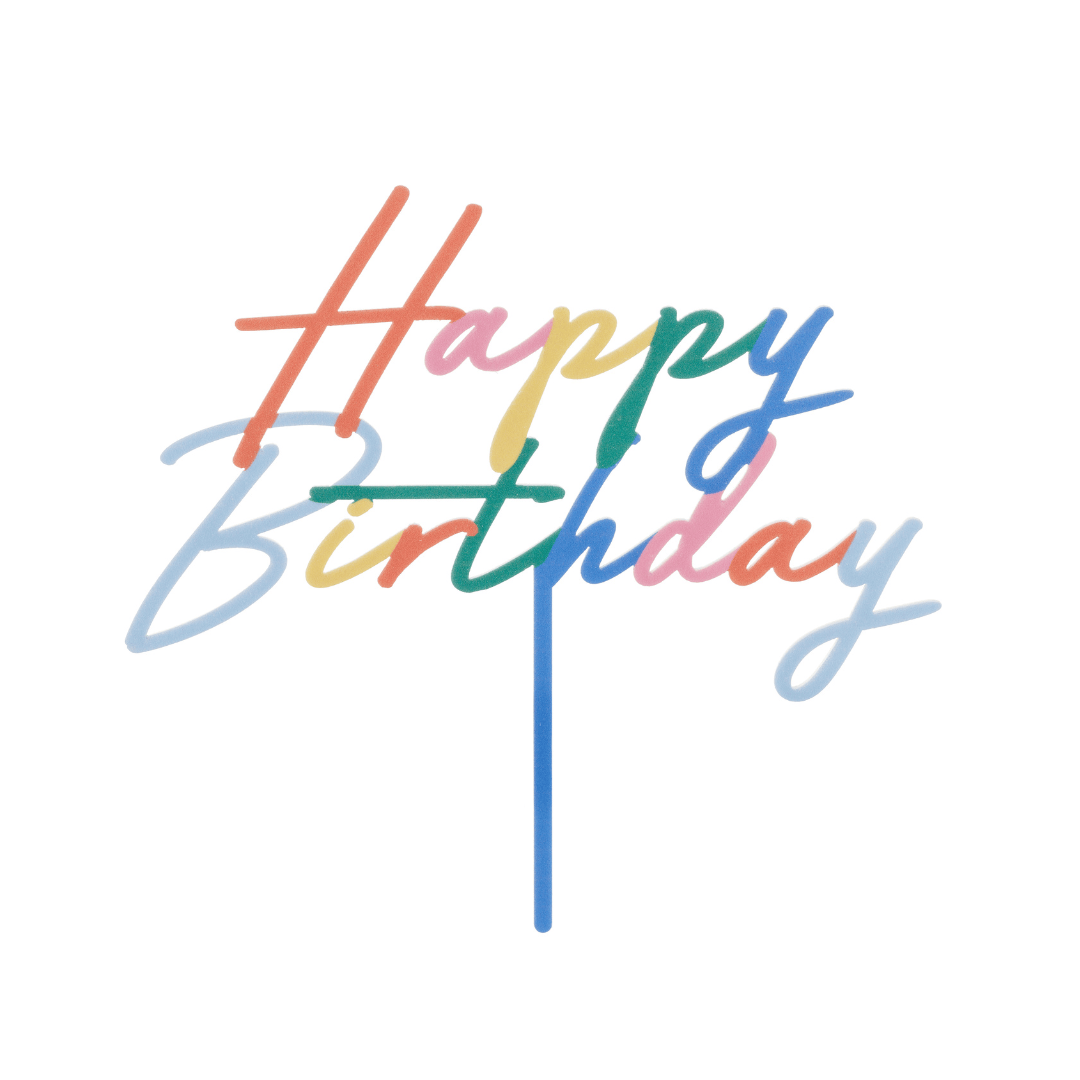 Colourful Happy Birthday Cake Topper - Colourful Party Supplies Cake Topper Colourful Happy Birthday Cake Topper
