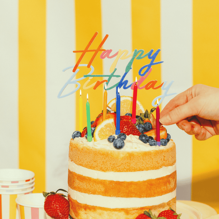 Colourful Happy Birthday Cake Topper - Colourful Party Supplies Cake Topper Colourful Happy Birthday Cake Topper