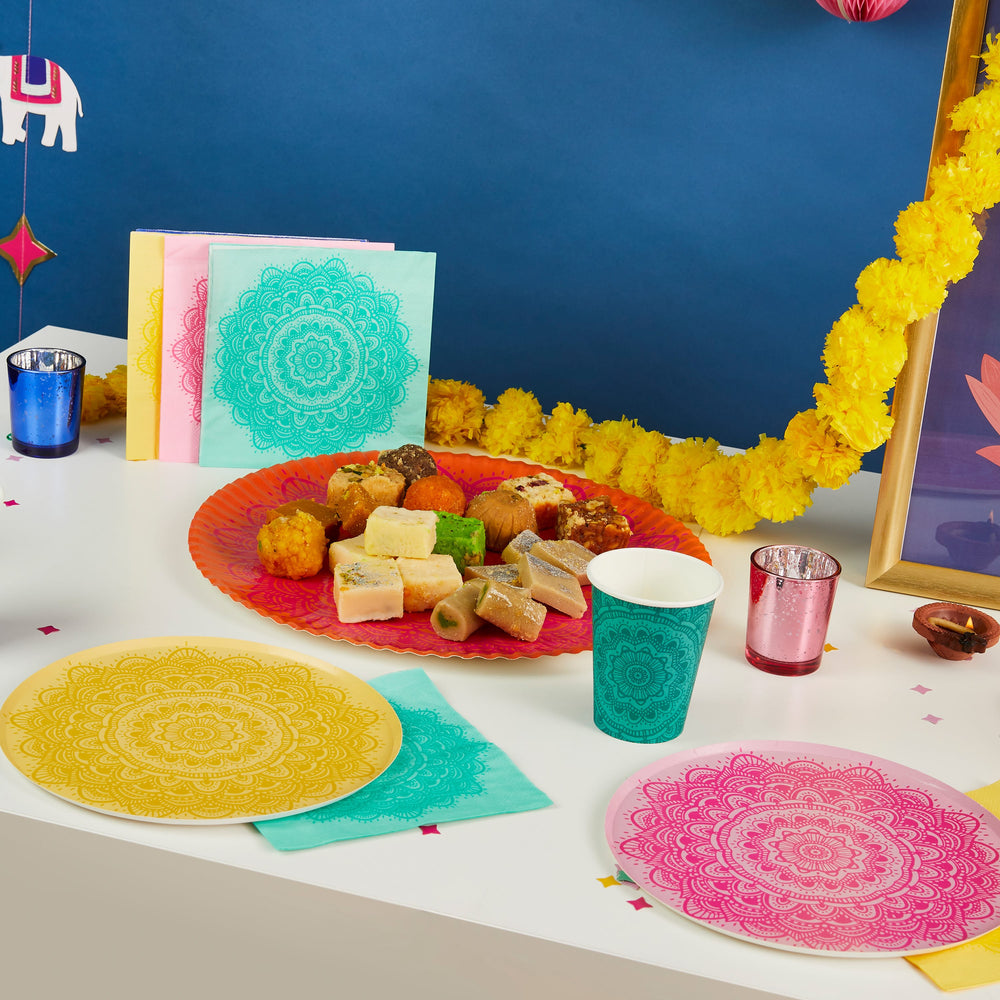 Colourful Mandala Paper Napkins x 16 | Diwali Party Supplies UK Paper Napkins Colourful Mandala Paper Napkins x 16