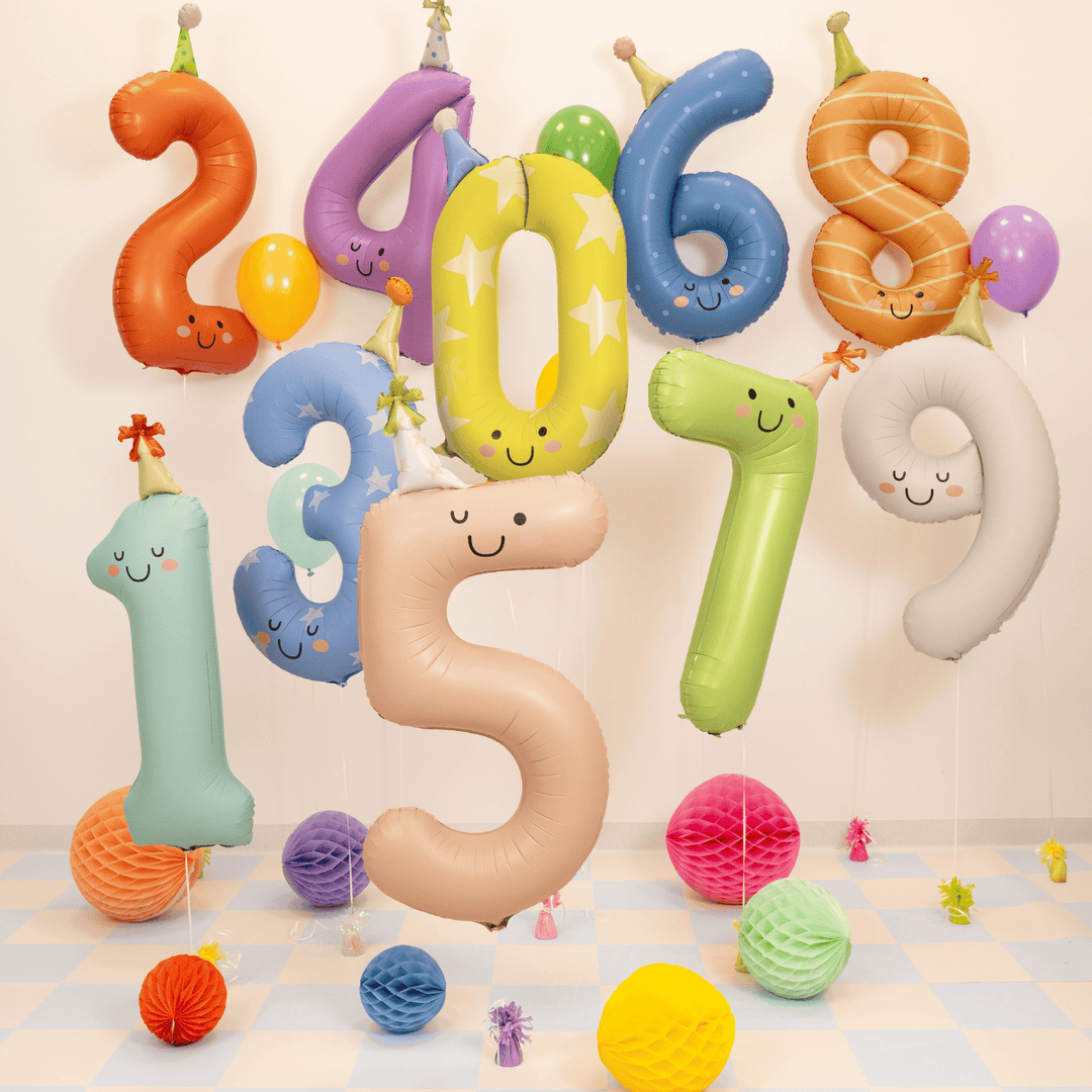 Colourful Party Hat Number Balloons - Birthday Party Supplies Foil Balloon Colourful Party Hat Number Foil Balloons