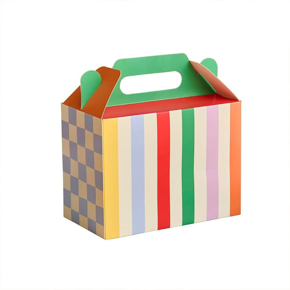 Colourful Party Lunch Boxes Striped & Gingham - Party Bags x 6 party box Colourful Party Lunch Boxes - Pack of 6