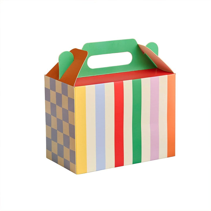 Colourful Party Lunch Boxes Striped &amp; Gingham - Party Bags x 6 party box Colourful Party Lunch Boxes - Pack of 6