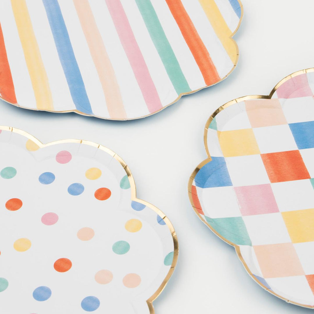 Colourful Pattern Side Party Plates x 8 | Meri Meri party plates Colourful Pattern Side Party Plates x 8