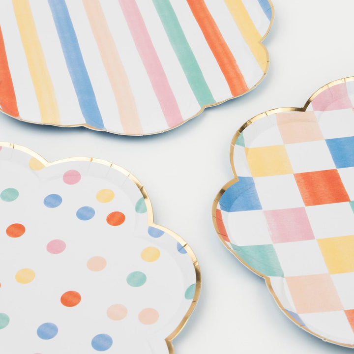 Colourful Pattern Side Party Plates x 8 | Meri Meri party plates Colourful Pattern Side Party Plates x 8