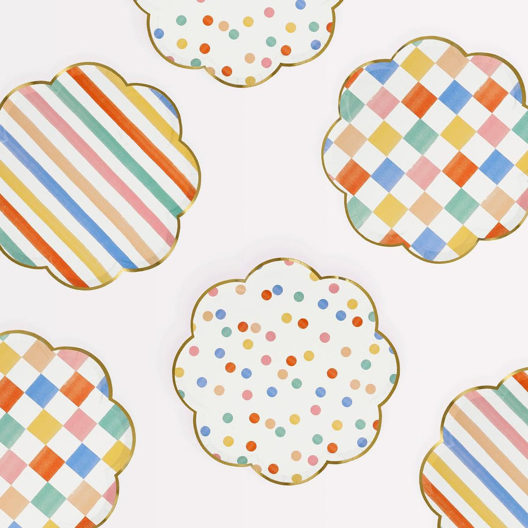 Colourful Pattern Side Party Plates x 8 | Meri Meri party plates Colourful Pattern Side Party Plates x 8