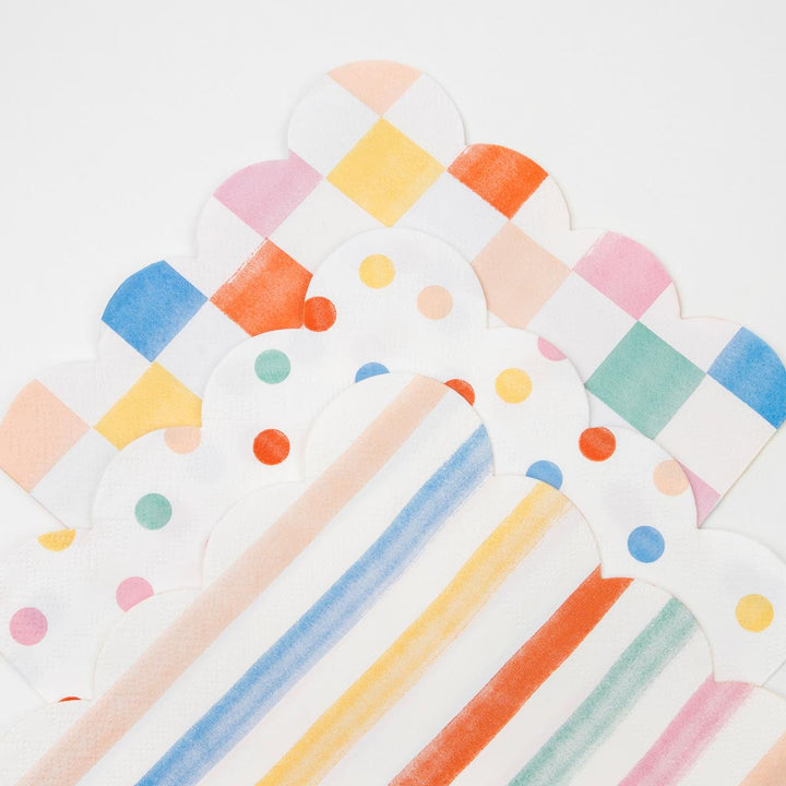 Colourful Pattern Small Party Napkins x 16 | Meri Meri party napkins Colourful Pattern Small Party Napkins x 16