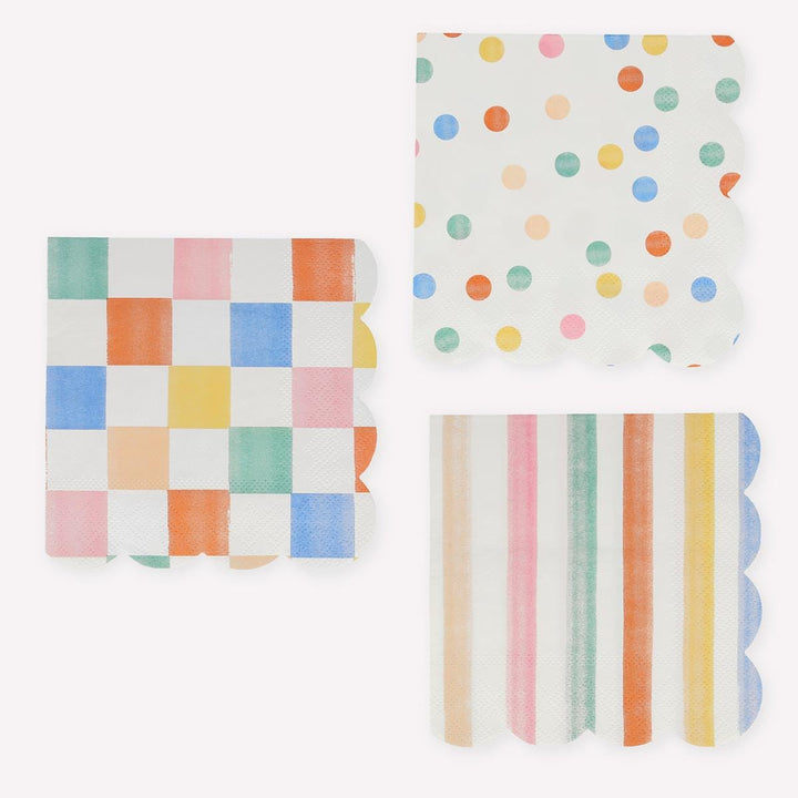Colourful Pattern Small Party Napkins x 16 | Meri Meri party napkins Colourful Pattern Small Party Napkins x 16