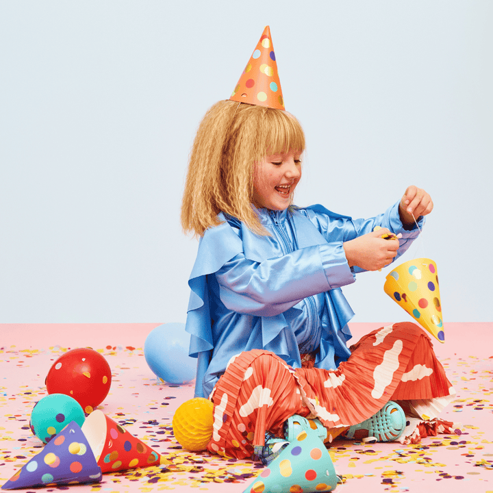 Colourful Polka Dot Party Hats x 6 Party Hats Colourful Polka Dot Party Hats x 6