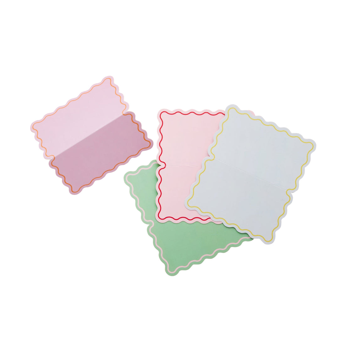 Colourful Wavy Edge Place Cards x 8 place cards Colourful Wavy Edge Place Cards x 8