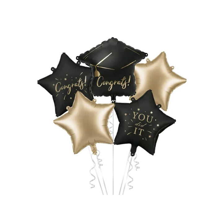 Congrats Graduation Foil Balloon Bouquet Set x 5 - Graduation Balloons Foil Balloon Congrats Graduation Foil Balloon Bouquet Set x 5