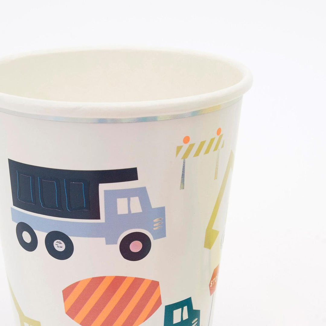 Construction Party Cups x 8 | Meri Meri Birthday Party party cups Construction Party Cups x 8