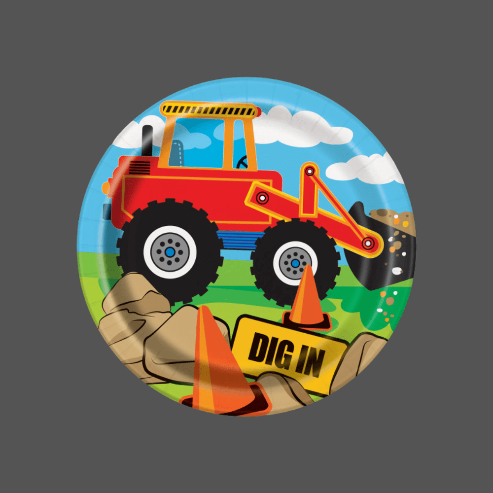 Construction Party Supplies - Construction Party Plates - Tractor Party Digger Party Decorations Party Supplies Construction Party Plates x 8
