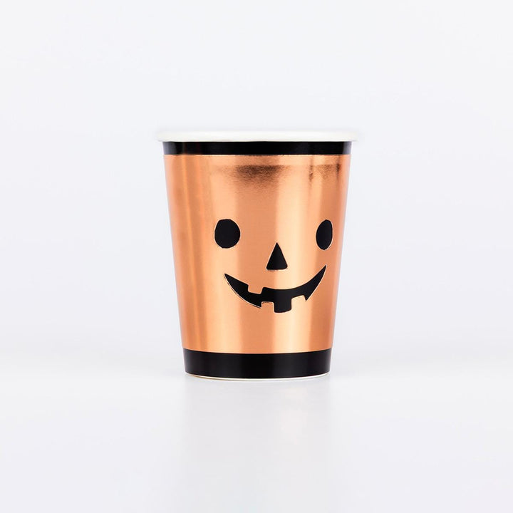 Copper Pumpkin Party Cups x 8 | Meri Meri Halloween Table party cups Copper Pumpkin Party Cups x 8