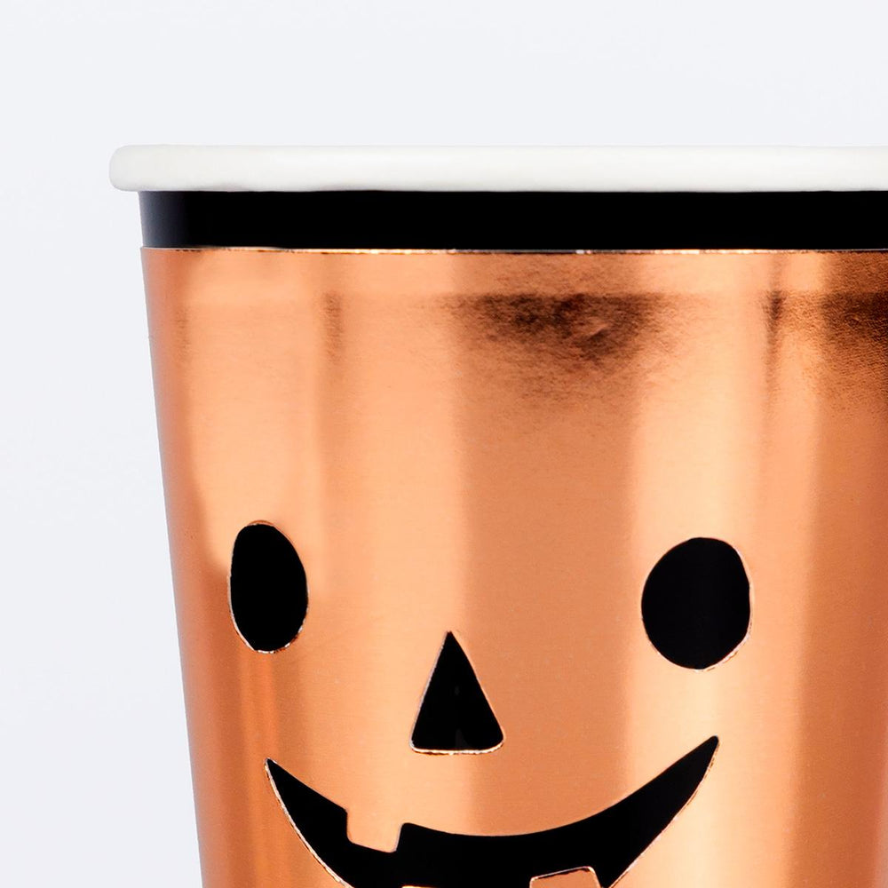 Copper Pumpkin Party Cups x 8 | Meri Meri Halloween Table party cups Copper Pumpkin Party Cups x 8