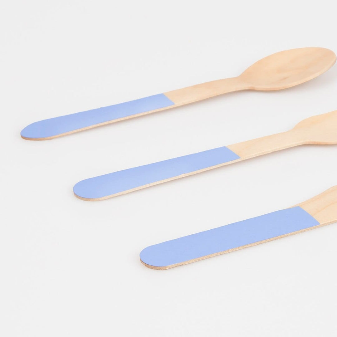 Cornflower Blue Wooden Party Cutlery Set x 24 | Meri Meri Party Cutlery Cornflower Blue Wooden Party Cutlery Set x 24