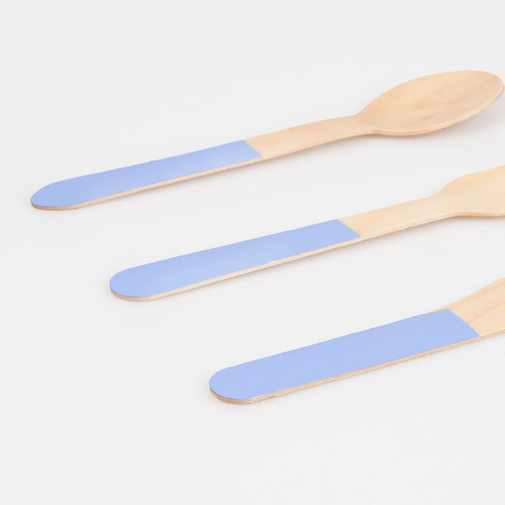 Cornflower Blue Wooden Party Cutlery Set x 24 | Meri Meri Party Cutlery Cornflower Blue Wooden Party Cutlery Set x 24
