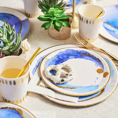 Coterie Party - Ocean Watercolour Small Plates x 10 party plates Ocean Watercolour Large Plates x 10