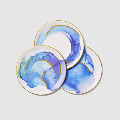Coterie Party - Ocean Watercolour Small Plates x 10 party plates Ocean Watercolour Large Plates x 10