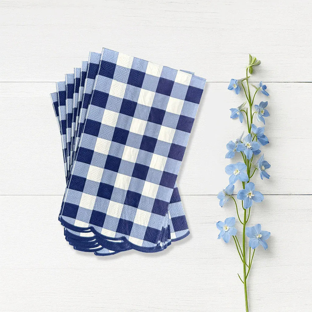 Coterie Party Supplies - Navy Gingham Party Napkins x 20 Paper Napkins Navy Gingham Party Napkins x 20