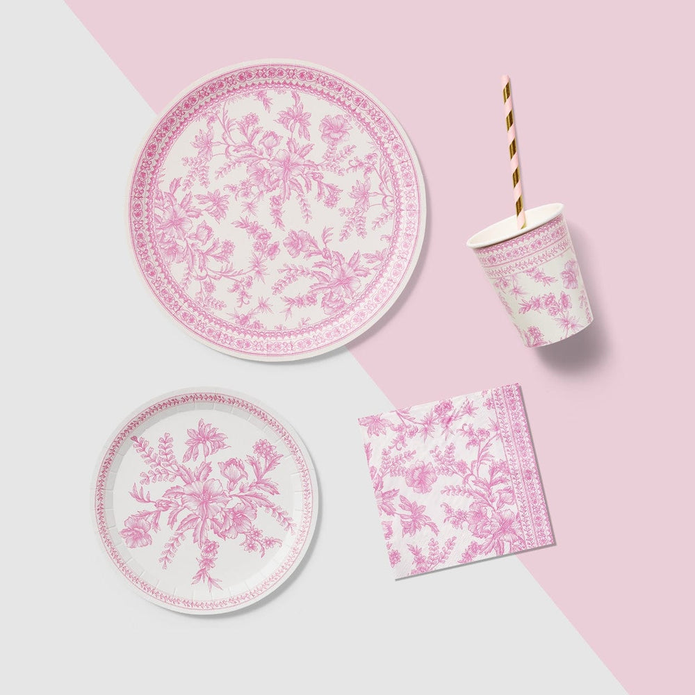 Coterie Party Supplies - Pink Toile Party Cups x 10 Paper Cup Pink Toile Party Cups x 10