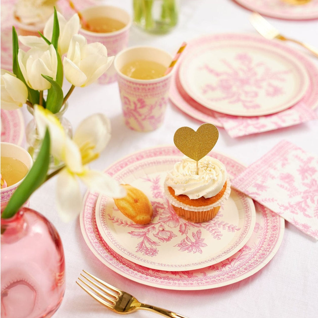 Coterie Party Supplies - Pink Toile Small Plates x 10 Disposable Plates Pink Toile Small Party Plates x 10