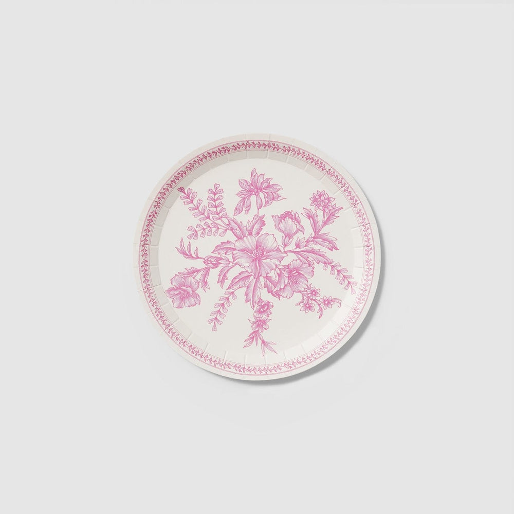 Coterie Party Supplies - Pink Toile Small Plates x 10 Disposable Plates Pink Toile Small Party Plates x 10