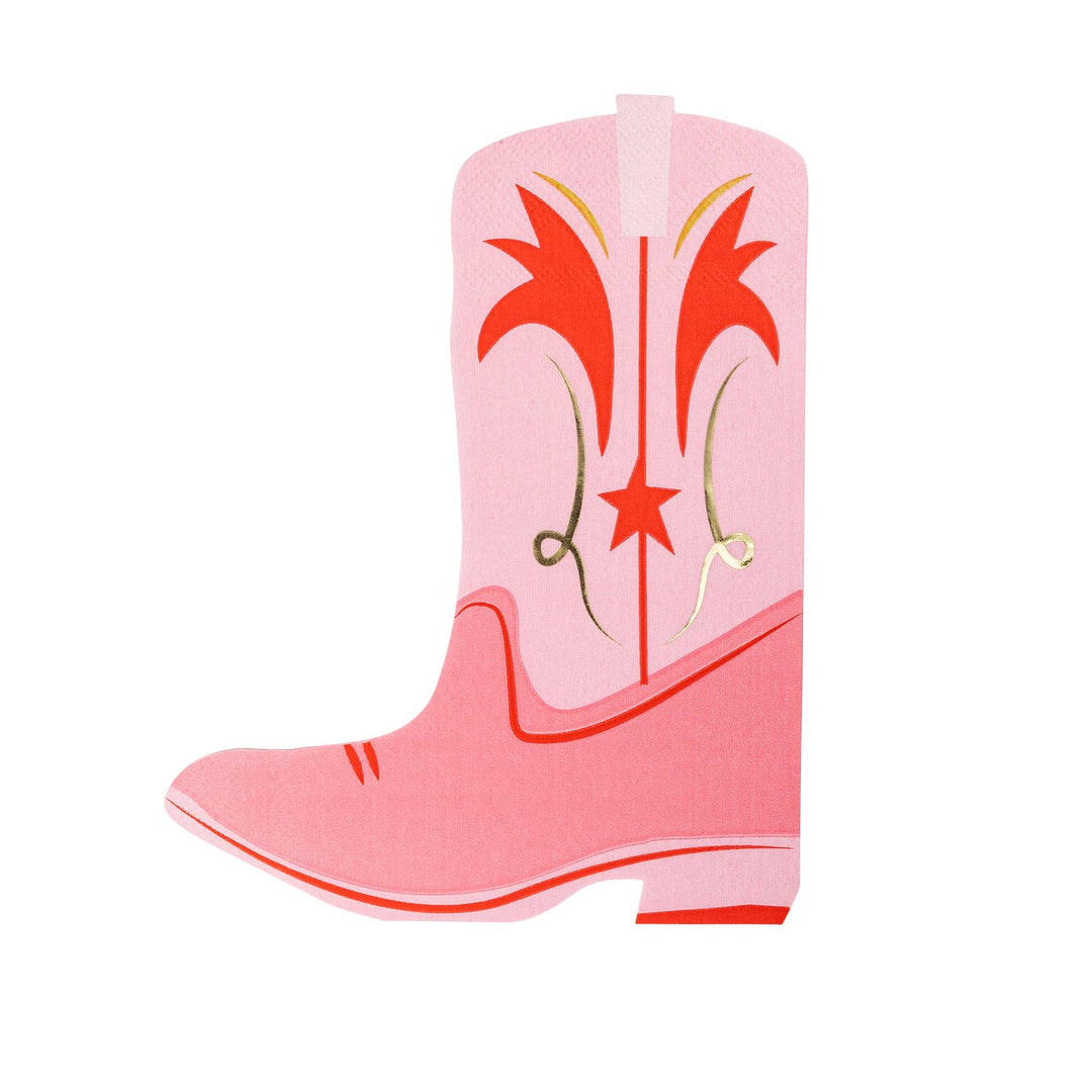 Cow Girl Party Boot Shaped Paper Napkins (set of 18)  Paper Napkins Cow Girl Party Boot Shaped Paper Napkins (set of 18)