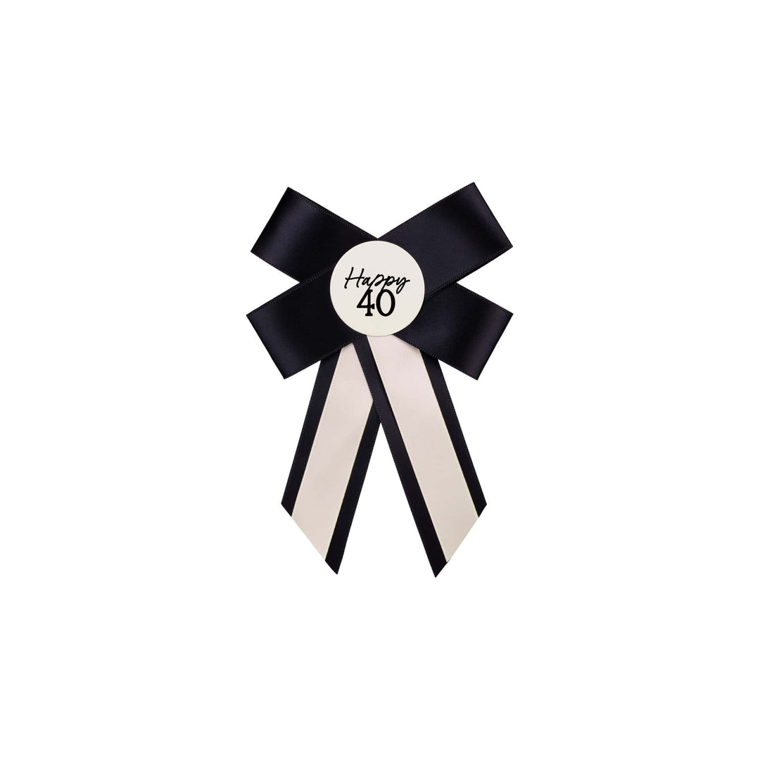 Cream &amp; Black Birthday Rosette Party Accessories Cream &amp; Black Birthday Rosette 40