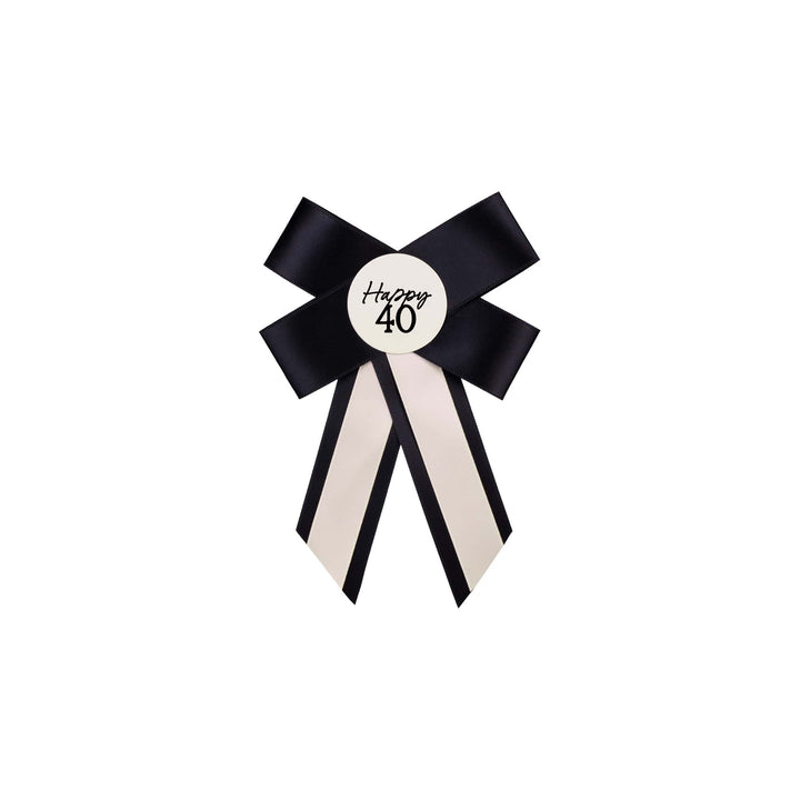 Cream &amp; Black Birthday Rosette Party Accessories Cream &amp; Black Birthday Rosette 40