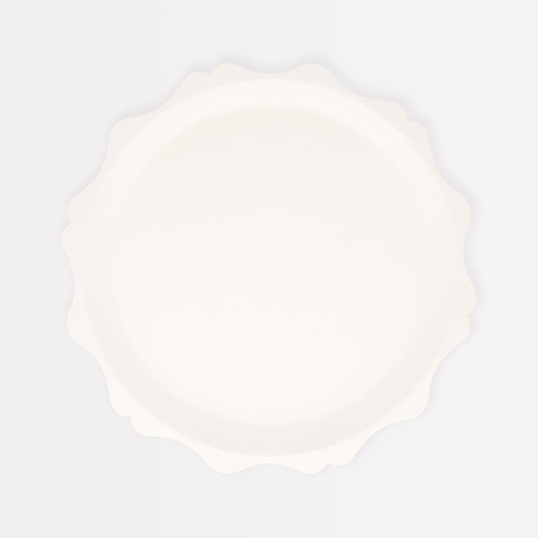 Cream Decorative Edge Compostable Side Party Plates x 8 | Meri Meri party plates Cream Decorative Edge Compostable Side Party Plates x 8