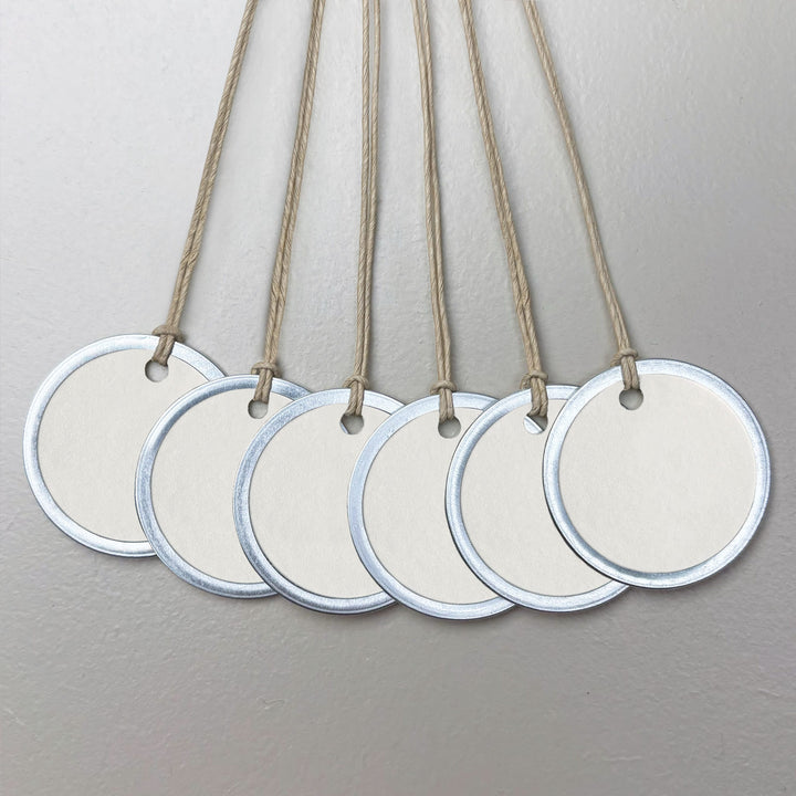 Cream Metal Edge Gift Labels, Pack of 6 | East of India Gift Tags East of India Metal Edge Gift Labels - Cream, Pack of 6