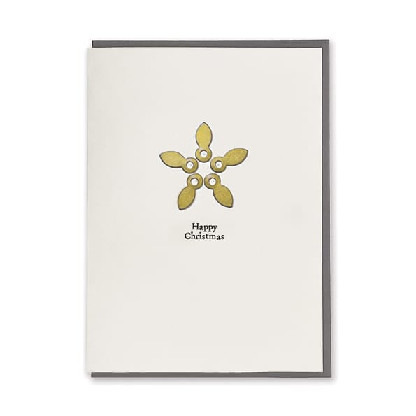 Cream Metal Star Christmas Card, Happy Christmas | East of India Greetings Card East of India Metal Star Christmas Card - Happy Christmas, Cream
